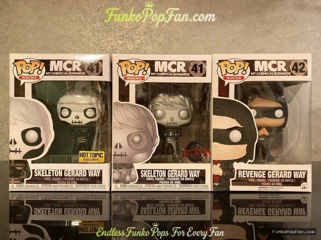 Bundle Funko Pop! My Chemical Romance Skeleton Gerard Way #41 / Revenge Gerard Way #42 Vinyl Figure Bobblehead Vaulted Collectible With Protector Funko Pop Figure