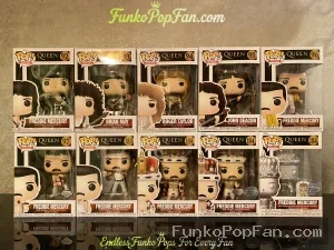 Bundle Funko Pop! Queen Freddie Mercury #02 / Brian May #03 / Roger Taylor #04 / John Deacon #06 Vinyl Figure Bobblehead Vaulted Collectible With Protector Funko Pop Figure