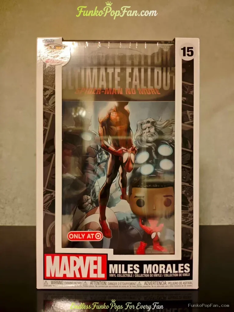 Marvel Miles Morales #15 (Comic Covers: Ultimate Fallout Spider-Man) Vinyl Figure Bobblehead Vaulted Collectible With Protector Funko Pop Figure