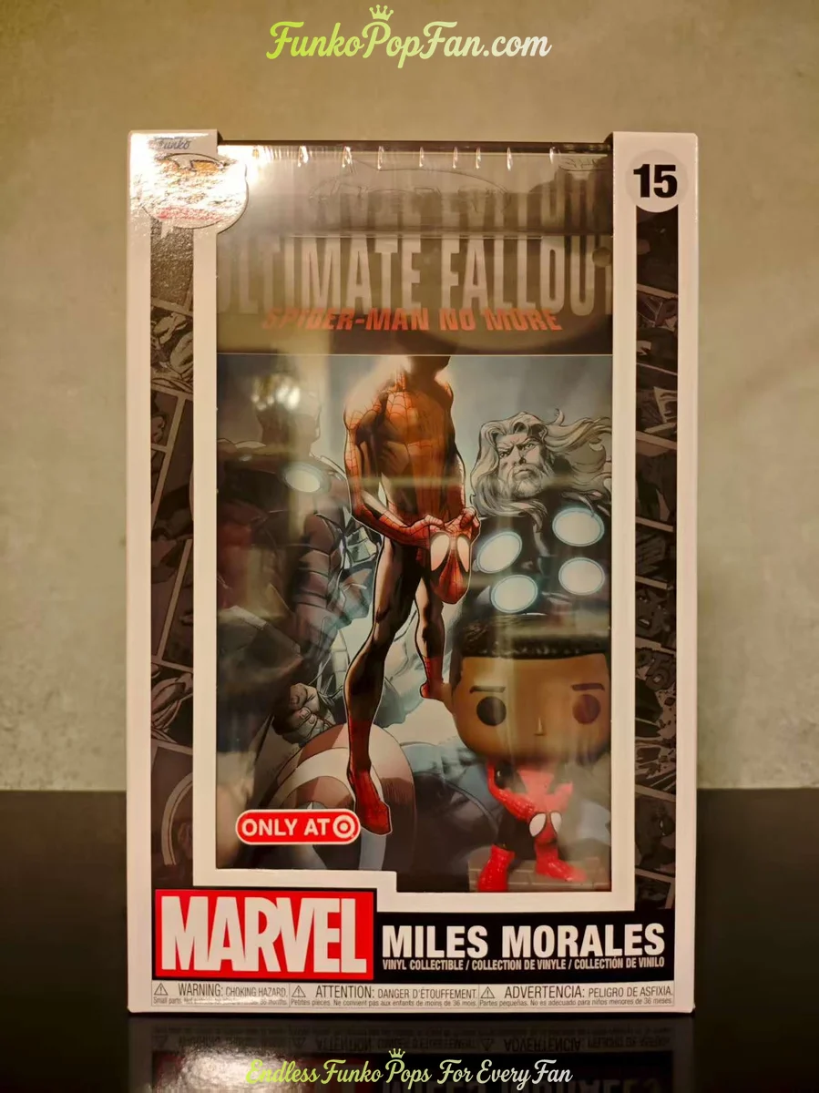Marvel Miles Morales #15 (Comic Covers: Ultimate Fallout Spider-Man) Vinyl Figure Bobblehead Vaulted Collectible With Protector Funko Pop Figure