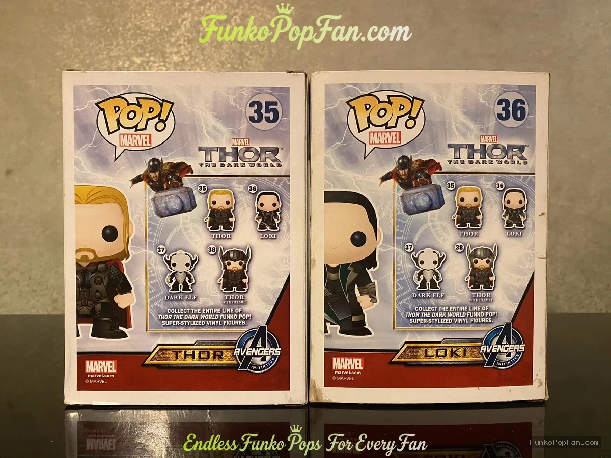 Funko Pop! Marvel Thor The Dark World #35 Thor + #36 Loki Vinyl Figure Bobblehead Vaulted Collectibl - Funko Pop Figure