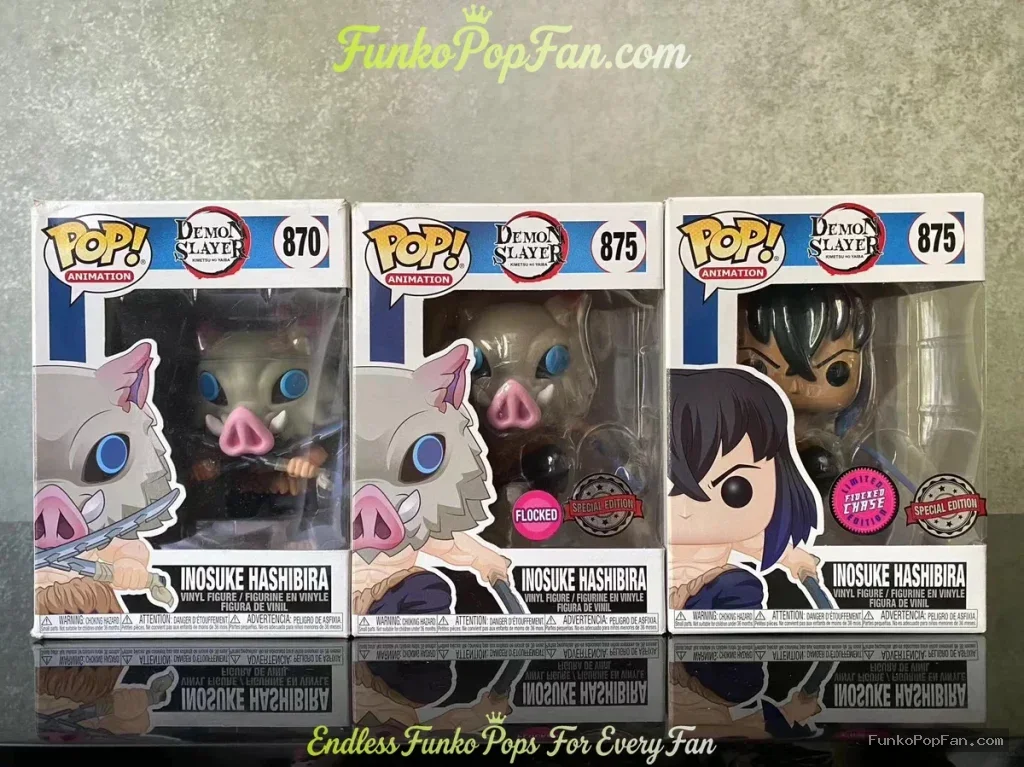 Bundle Funko Pop! Demon Slayer Kimetsu no Yaiba #870 Inosuke Hashibira / #875 (Exclusive) Vinyl Figure Bobblehead Vaulted Collectible With Protector Funko Pop Figure