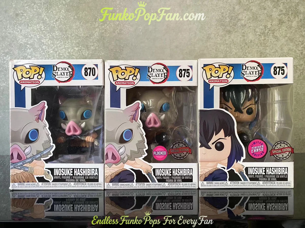 Bundle Funko Pop! Demon Slayer Kimetsu no Yaiba #870 Inosuke Hashibira / #875 (Exclusive) Vinyl Figure Bobblehead Vaulted Collectible With Protector Funko Pop Figure