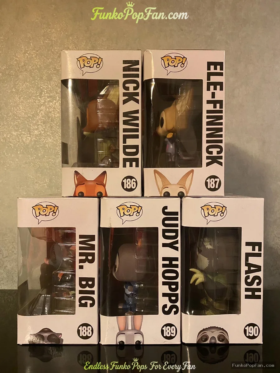 Bundle Funko Pop! Disney Zootopia #186 Nick Wilde / #187 Ele-Finnick / #188 Mr. Big / #189 Judy Hopp - Funko Pop Figure