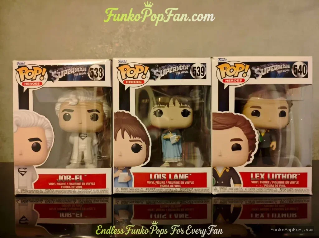 Bundle Funko Pop! Heroes Superman #639 Jor-El / Lois Lane #539 / Lex Luthor #540 Vinyl Figure Bobblehead Vaulted Collectible With Protector Funko Pop Figure