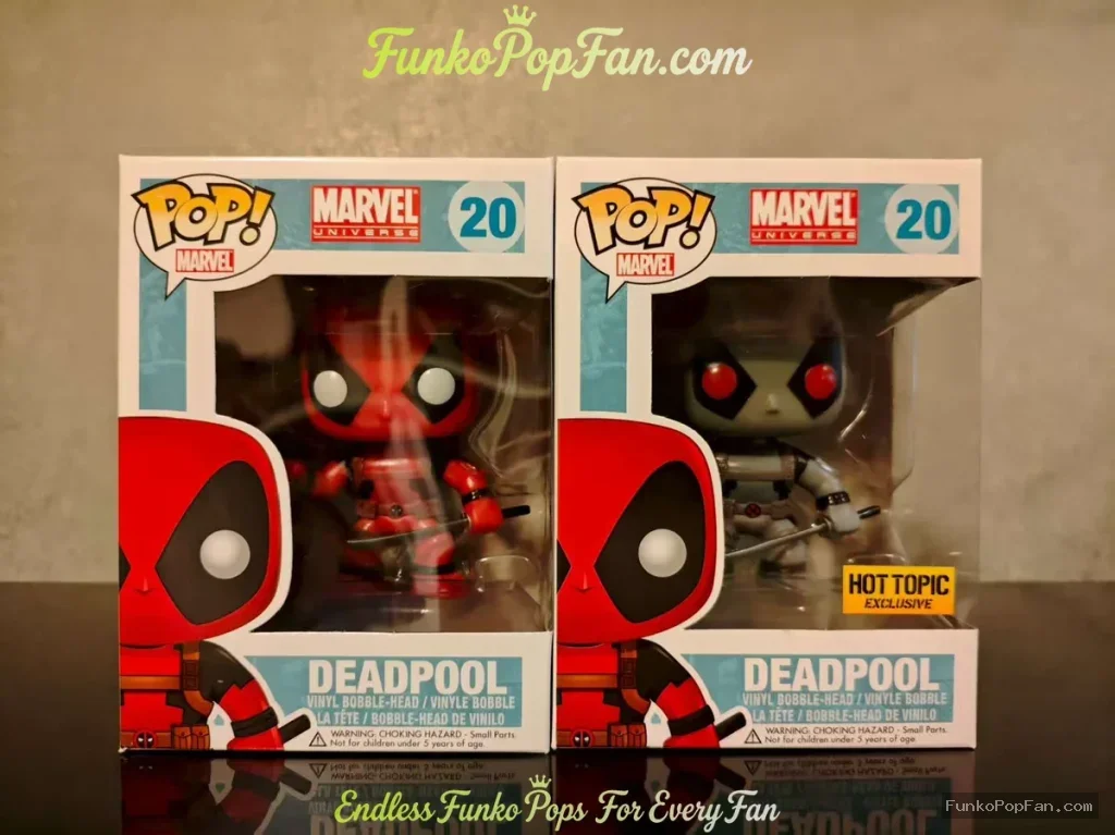 Marvel Universe #20 Deadpool (Red) + #20 Deadpool (Blue/Grey Hot Topic Exclusive) Lot of 2 Vinyl Figure Bobblehead Vaulted Collectible With Protector Funko Pop Figure