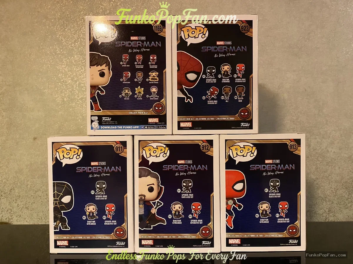 Bundle Funko Pop! Marvel Spider-Man Doctor Strange #911 Black & Gold Suit / #912 / #913 Integrated S - Funko Pop Figure