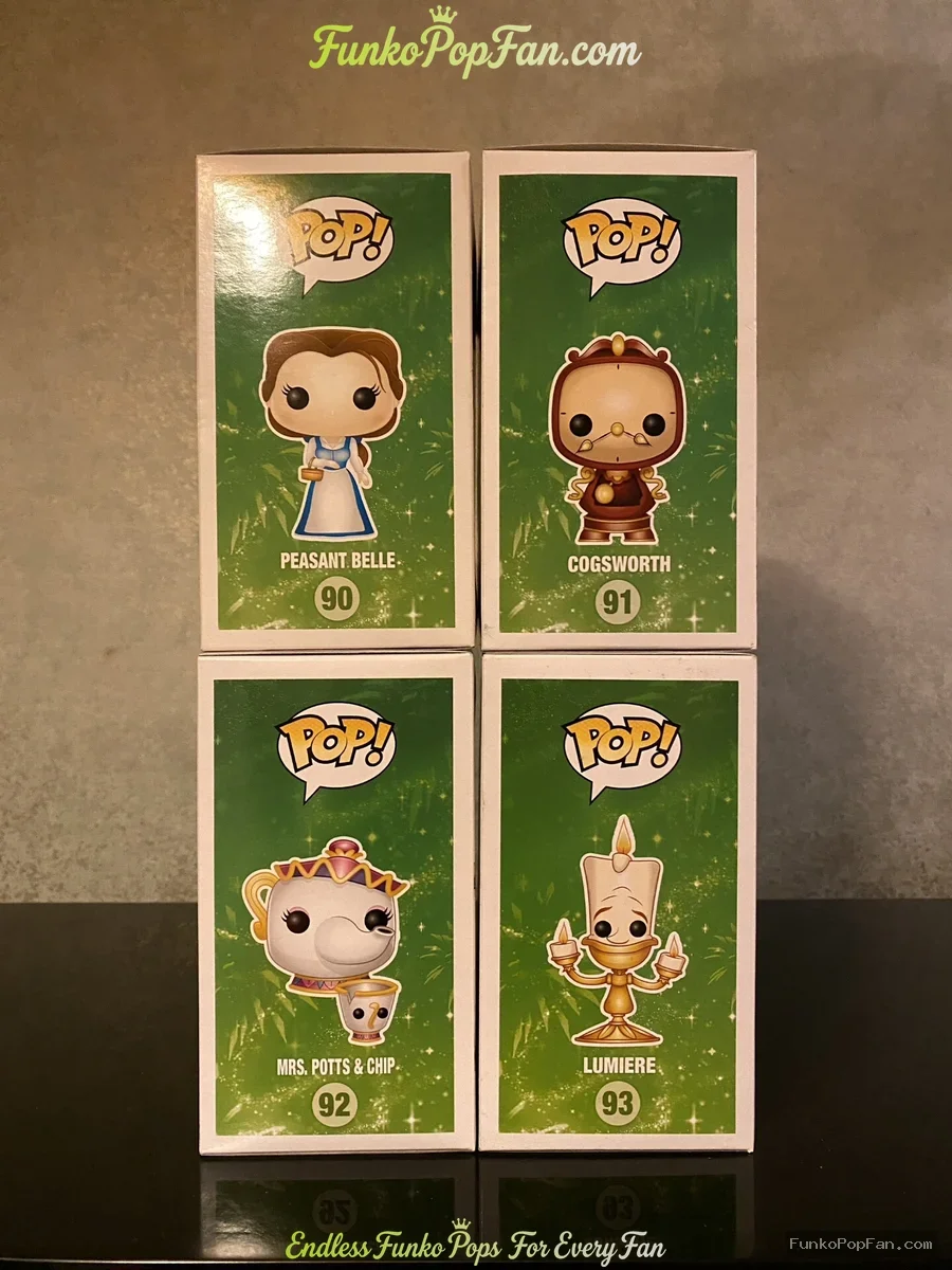 Bundle Funko Pop! Disney Beauty and the Beast #90 Peasant Belle / Cogsworth #91 / Mrs. Potts & Chip  - Funko Pop Figure