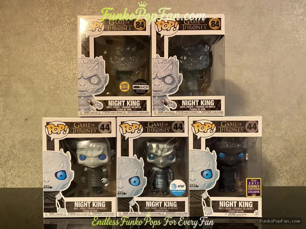 Bundle Funko Pop! Game of Thrones Night King #44 Night King Glow in the dark + 2017 sumer Exclusive + AT&T Vinyl Figure Bobblehead Vaulted Collectible With Protector Funko Pop Figure