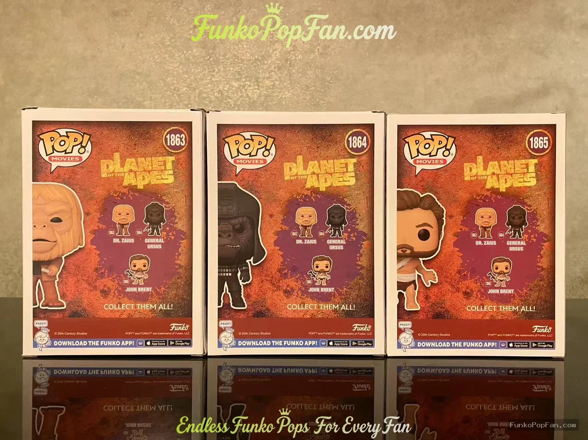 Bundle Funko Pop! Movies Planet of the Apes #1863 Dr. Zaius / General Ursus #1864 / John Brent #1865 - Funko Pop Figure