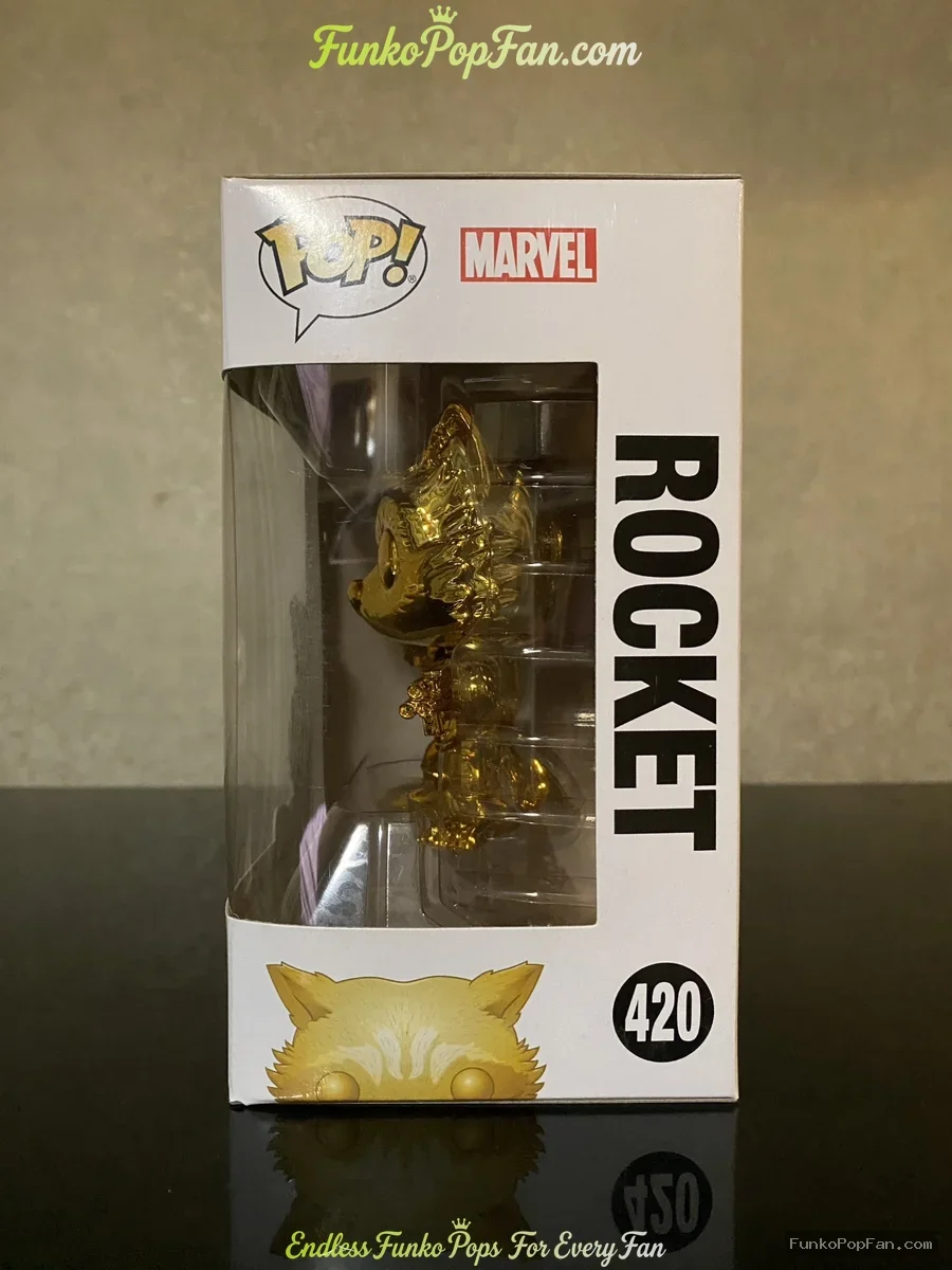 Funko Pop! Marvel Studios The First Ten Years #420 Rocket (Gold Chrome FYE Exclusive) Vinyl Figure B - Funko Pop Figure