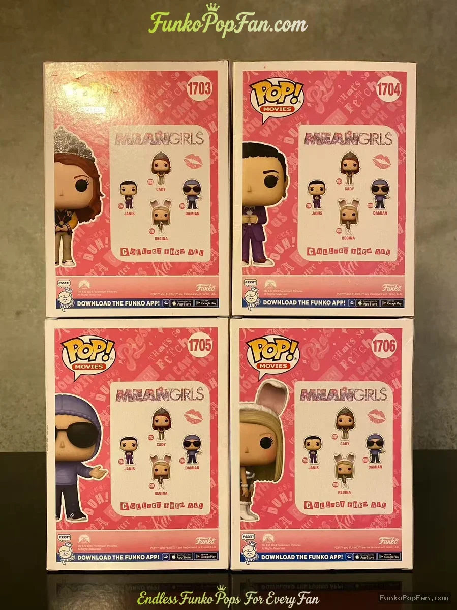 Bundle Funko Pop! Movie Mean Girls #1703 Cady / Janis #1704 / Damian #1705 / Regina #1706 Vinyl Figu - Funko Pop Figure