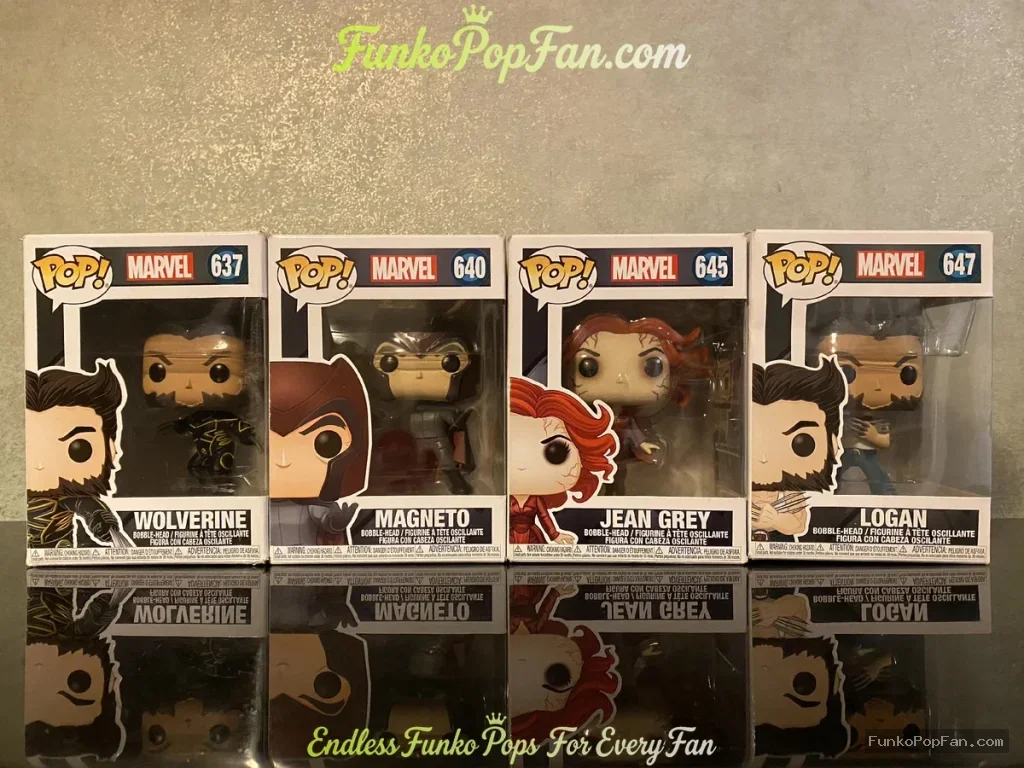 Bundle Funko Pop Marvel #637 Wolverine Logan / #640 Magneto / #645 Jean Grey / #647 Logan Vinyl Figure Bobblehead Vaulted Collectible With Protector Funko Pop Figure