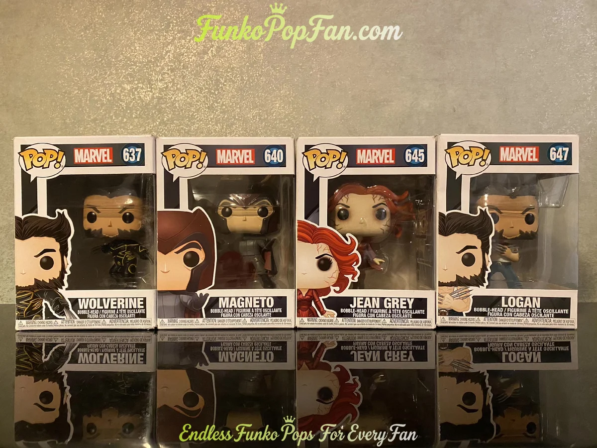 Bundle Funko Pop Marvel #637 Wolverine Logan / #640 Magneto / #645 Jean Grey / #647 Logan Vinyl Figure Bobblehead Vaulted Collectible With Protector Funko Pop Figure