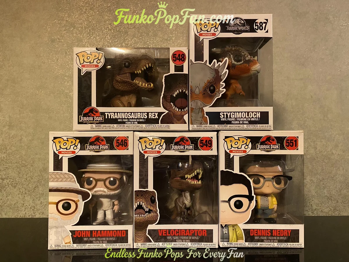 Bundle Funko Pop! Jurassic Park T-Rex #548 Tyrannosaurus Rex / Stygimoloch #587 Vinyl Figure Bobblehead Vaulted Collectible With Protector Funko Pop Figure