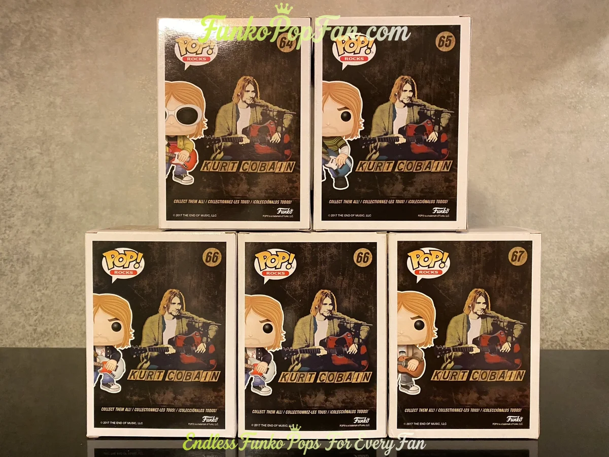 Bundle Funko Pop! Rocks Kurt Cobain Lot of 5 #64 + #65 + #66 Hot Topic Exclusive + #66 Hot Topic Exc - Funko Pop Figure