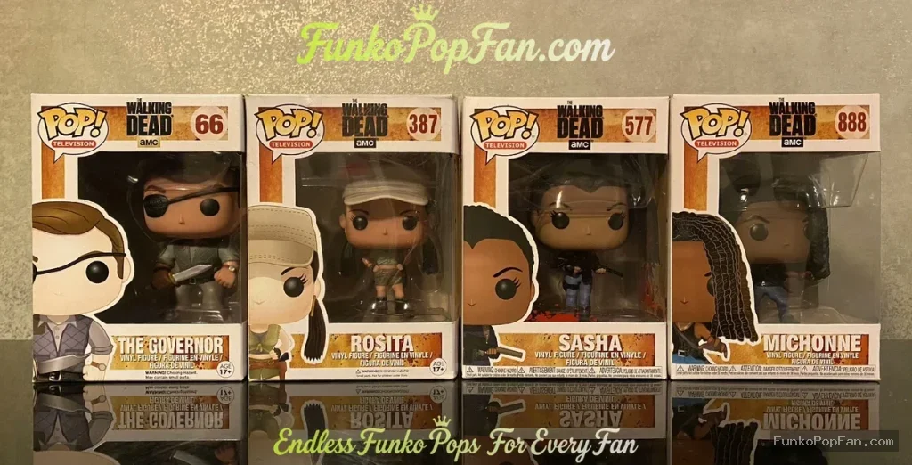 Bundle Funko Pop! TV The Walking Dead Lot of 4 #66 The Governor + #387 Rosita + #577 Sasha + #888 Michonne Vinyl Figure Bobblehead Vaulted Collectible With Protector Funko Pop Figure