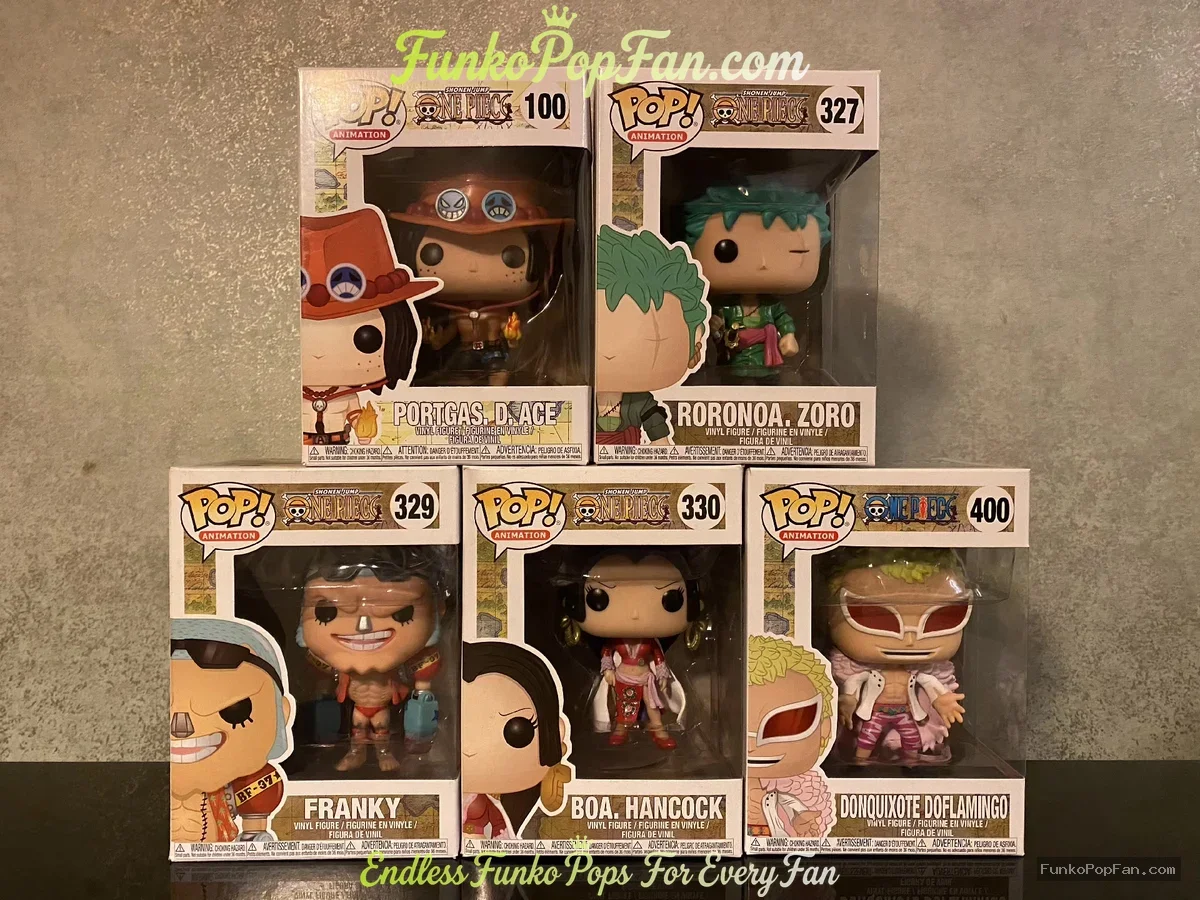 Bundle Funko Pop! One Piece Portgas D. Ace #327 / Roronoa Zoro #329 / Franky #330 / Boa Hancock #400 Vinyl Figure Bobblehead Vaulted Collectible With Protector Funko Pop Figure