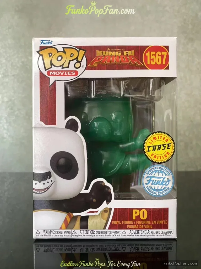 Movies Kung Fu Panda #1567 Po (Chase) Vinyl Figure Bobblehead Vaulted Collectible With Protector Funko Pop Figure