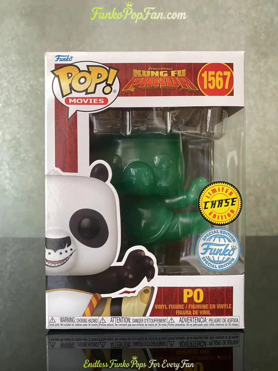 Movies Kung Fu Panda #1567 Po (Chase) Vinyl Figure Bobblehead Vaulted Collectible With Protector Funko Pop Figure
