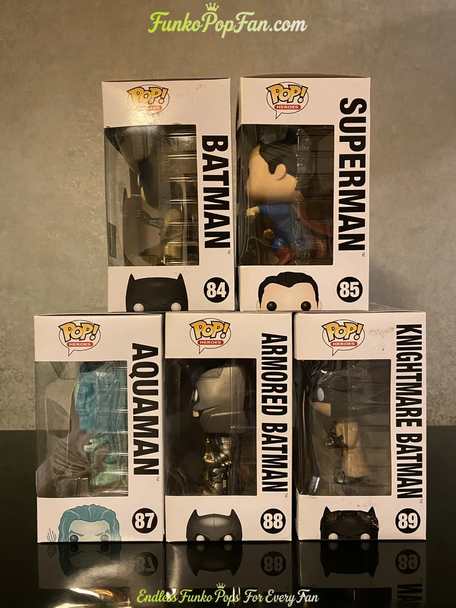 Bundle Funko Pop! DC Icons #84 Batman / Superman #85 / Aquaman #87 / Armored Batman #88 / Knightmare - Funko Pop Figure