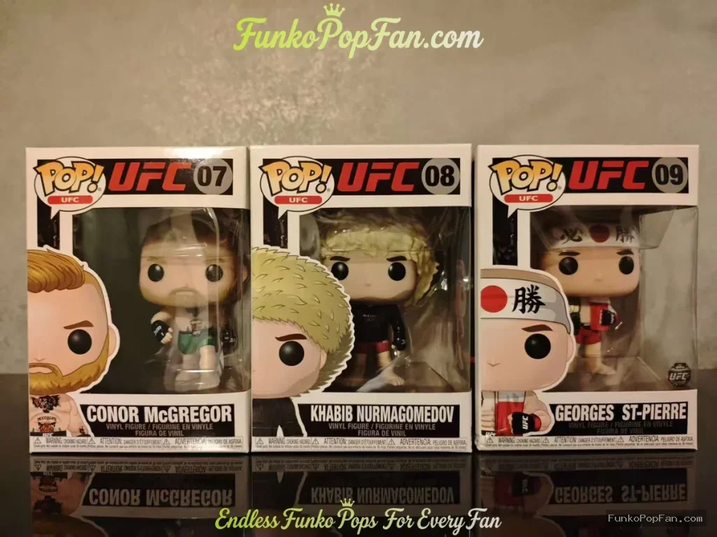 Bundle Funko Pop! UFC Fighters #07 Conor McGregor / Khabib Nurmagomedov #08 / Georges St-Pierre #09 Vinyl Figure Bobblehead Vaulted Collectible With Protector Funko Pop Figure