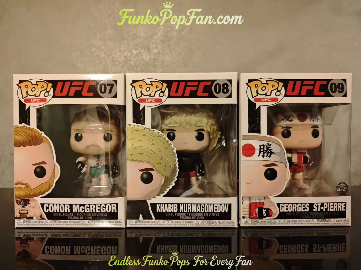 Bundle Funko Pop! UFC Fighters #07 Conor McGregor / Khabib Nurmagomedov #08 / Georges St-Pierre #09 Vinyl Figure Bobblehead Vaulted Collectible With Protector Funko Pop Figure