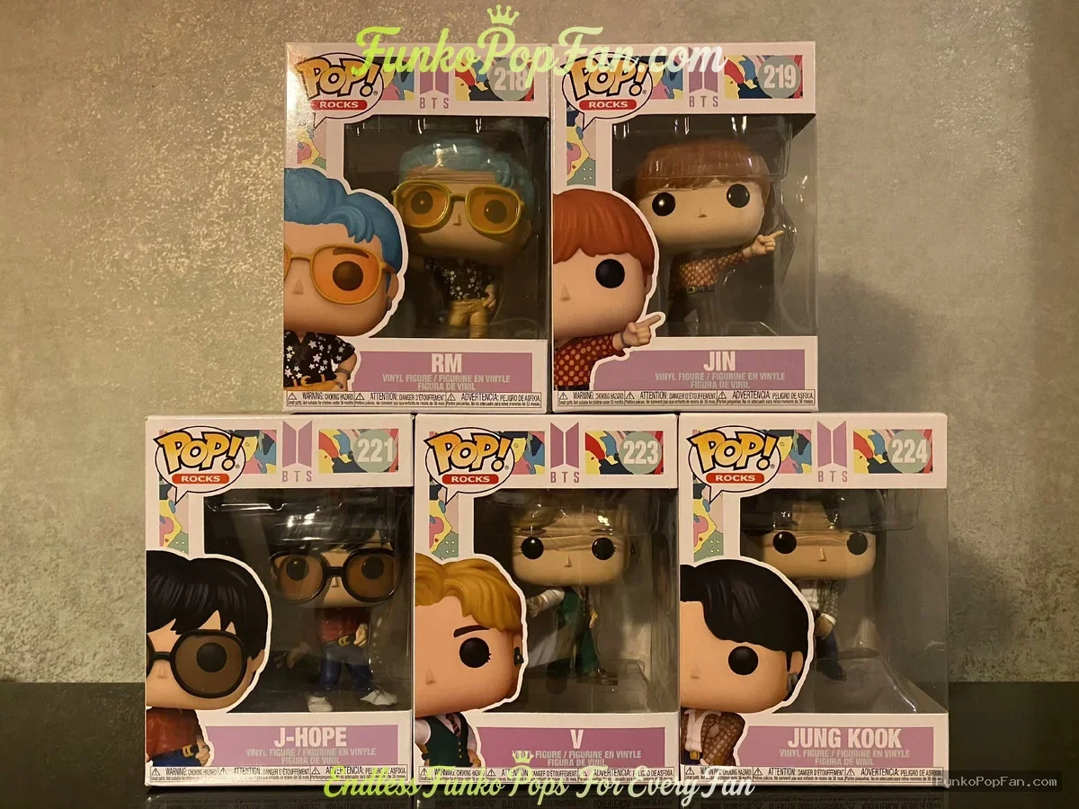 Bundle Funko Pop! Asia BTS #19 RM / Jin #20 / J-Hope #21 / V #22 / Jung Kook #23 Vinyl Figure Bobblehead Vaulted Collectible With Protector Funko Pop Figure
