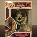 Movies Jurassic Park #550 Dilophosaurus (Glow in the Dark) Vinyl Figure Bobblehead Vaulted Collectible With Protector Funko Pop Figure