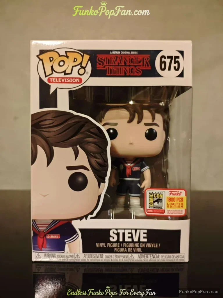 Television Stranger Things #675 Steve (SDCC 1800 pcs Limited Edition) Vinyl Figure Bobblehead Vaulted Collectible With Protector Funko Pop Figure