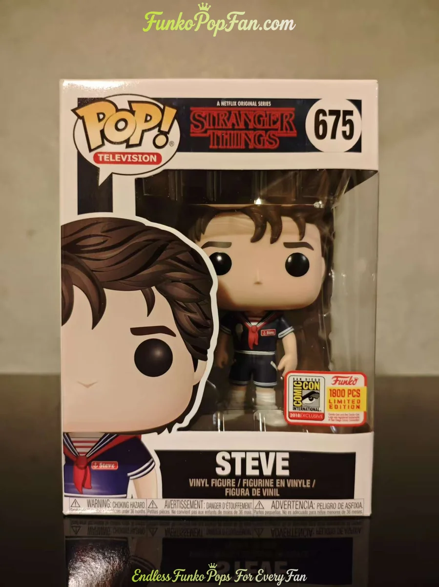 Television Stranger Things #675 Steve (SDCC 1800 pcs Limited Edition) Vinyl Figure Bobblehead Vaulted Collectible With Protector Funko Pop Figure