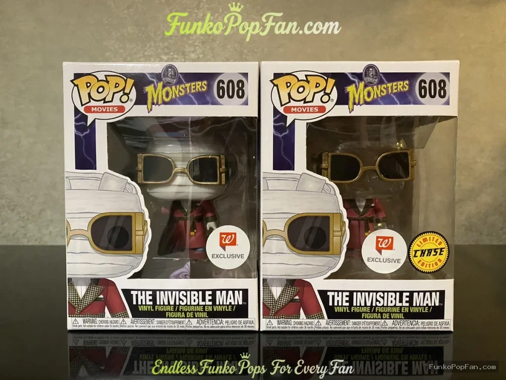Bundle Funko Pop! Movies Monsters #608 The Invisible Man (Walgreens Exclusive Chase) Vinyl Figure Bobblehead Vaulted Collectible With Protector Funko Pop Figure