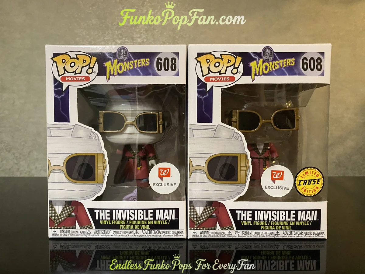 Bundle Funko Pop! Movies Monsters #608 The Invisible Man (Walgreens Exclusive Chase) Vinyl Figure Bobblehead Vaulted Collectible With Protector Funko Pop Figure