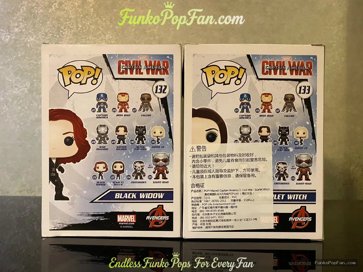 Funko Pop! Marvel Civil War #132 Black Widow / #133 Scarlet Witch Vinyl Figure Bobblehead Vaulted Co - Funko Pop Figure