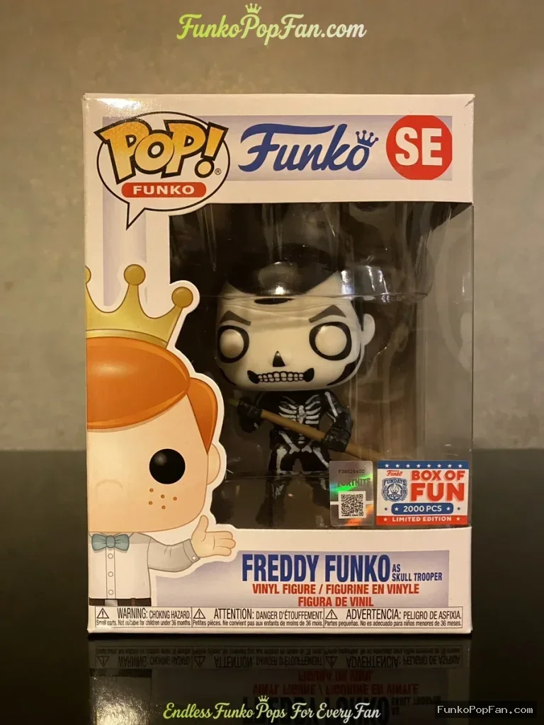 Freddy Funko as Skull Trooper 2000 pcs Fornite Box of Fun 2021 Vinyl Figure Bobblehead Vaulted Collectible With Protector Funko Pop Figure