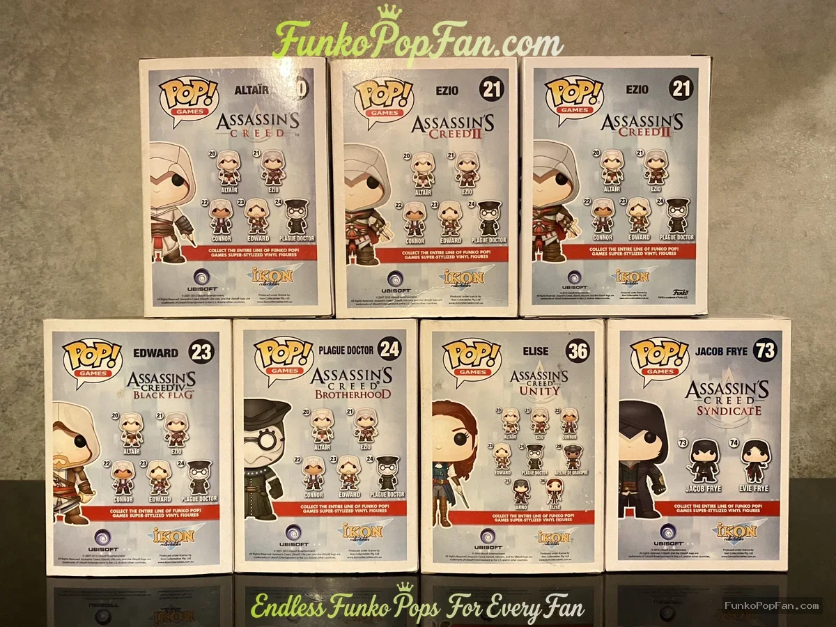 Bundle Funko Pop! Assassin's Creed Altair #23 / Ezio #21 / Edward #23 / Plague Doctor #24 / Elise #5 - Funko Pop Figure