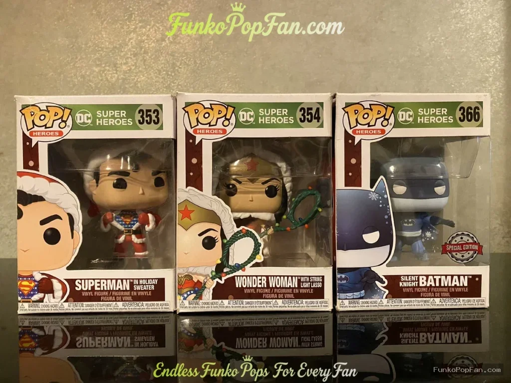 Bundle Funko Pop! DC Super Heroes Superman #353 / Wonder Woman #354 / Batman #366 Vinyl Figure Bobblehead Vaulted Collectible With Protector Funko Pop Figure