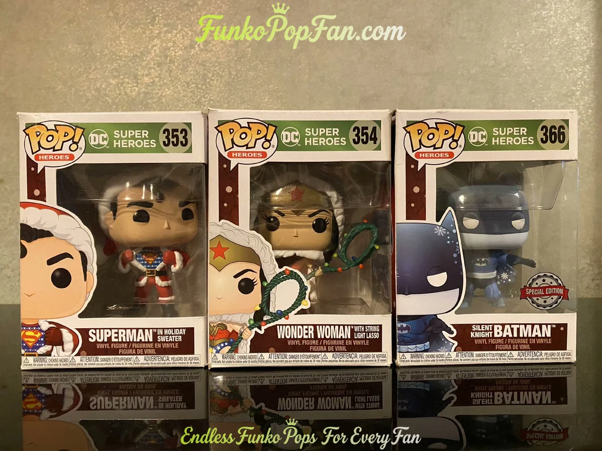 Bundle Funko Pop! DC Super Heroes Superman #353 / Wonder Woman #354 / Batman #366 Vinyl Figure Bobblehead Vaulted Collectible With Protector Funko Pop Figure