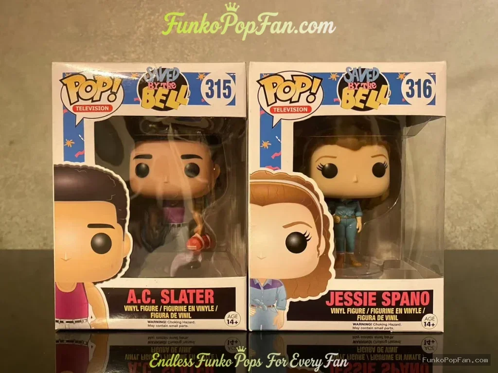Bundle Funko Pop! Saved by the Bell Television #315 A.C. Slater / Jessie Spano #316 Vinyl Figure Bobblehead Vaulted Collectible With Protector Funko Pop Figure