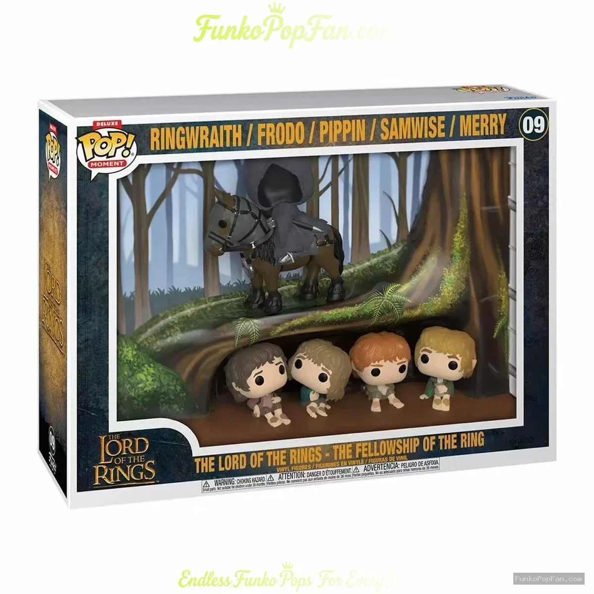 Moments Deluxe The Lord of the Rings: The Fellowship of the Ring #09 Ringwraith / Frodo / Pippin / Samwise / Merry Vinyl Figure Bobblehead Vaulted Collectible With Protector Funko Pop Figure