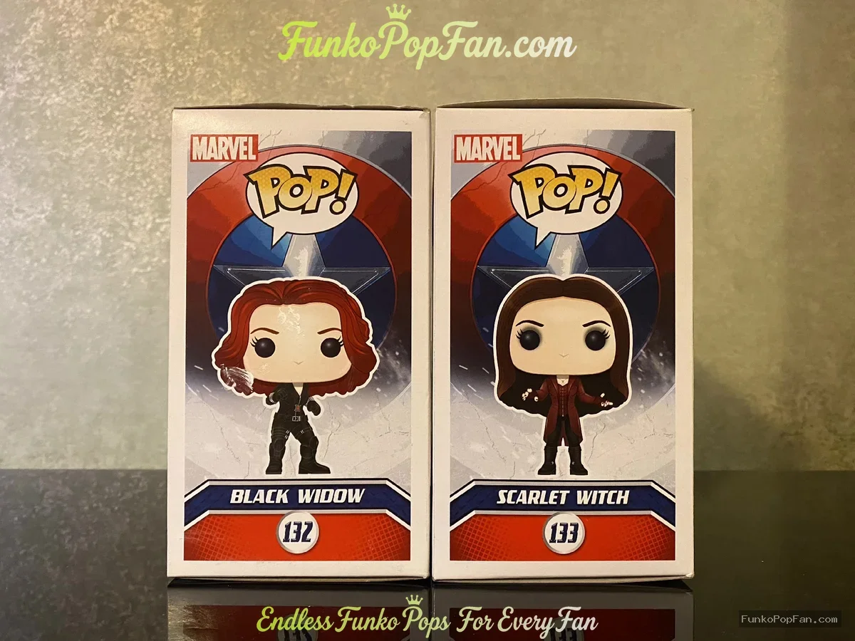 Funko Pop! Marvel Civil War #132 Black Widow / #133 Scarlet Witch Vinyl Figure Bobblehead Vaulted Co - Funko Pop Figure