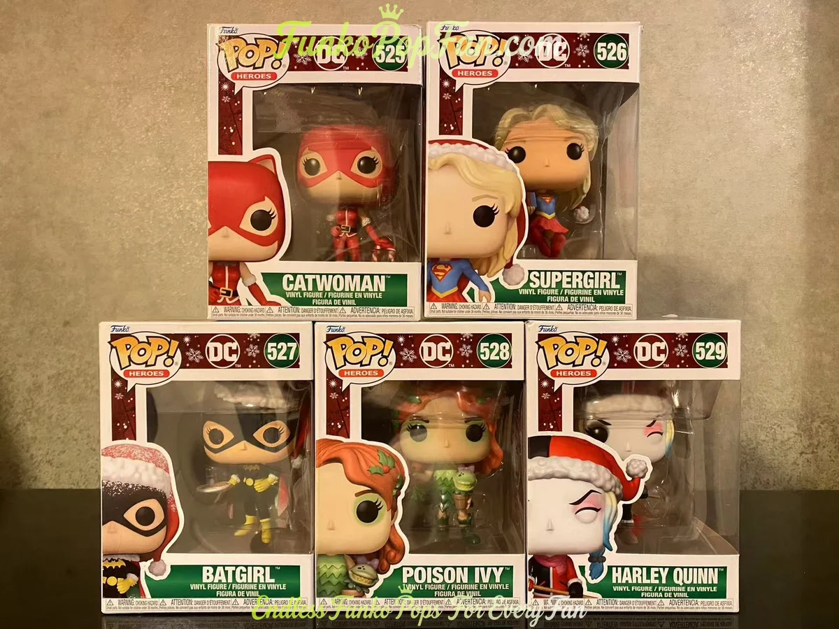 Bundle Funko Pop! DC Super Heroes #525 Catwoman / Supergirl #526 / Batgirl #527 / Poison Ivy #528 / Harley Quinn #529 Vinyl Figure Bobblehead Vaulted Collectible With Protector Funko Pop Figure