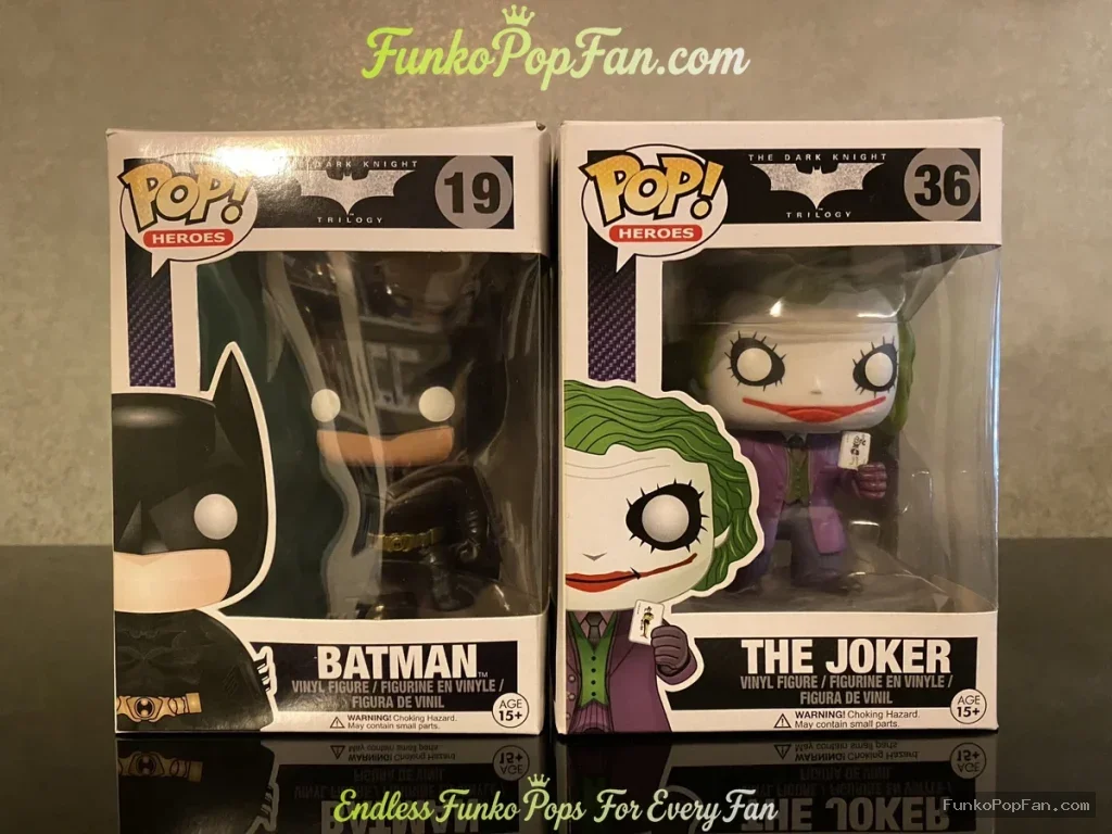 Heroes The Dark Knight Trilogy #19 Batman / #36 The Joker Vinyl Figure Bobblehead Vaulted Collectible With Protector Funko Pop Figure