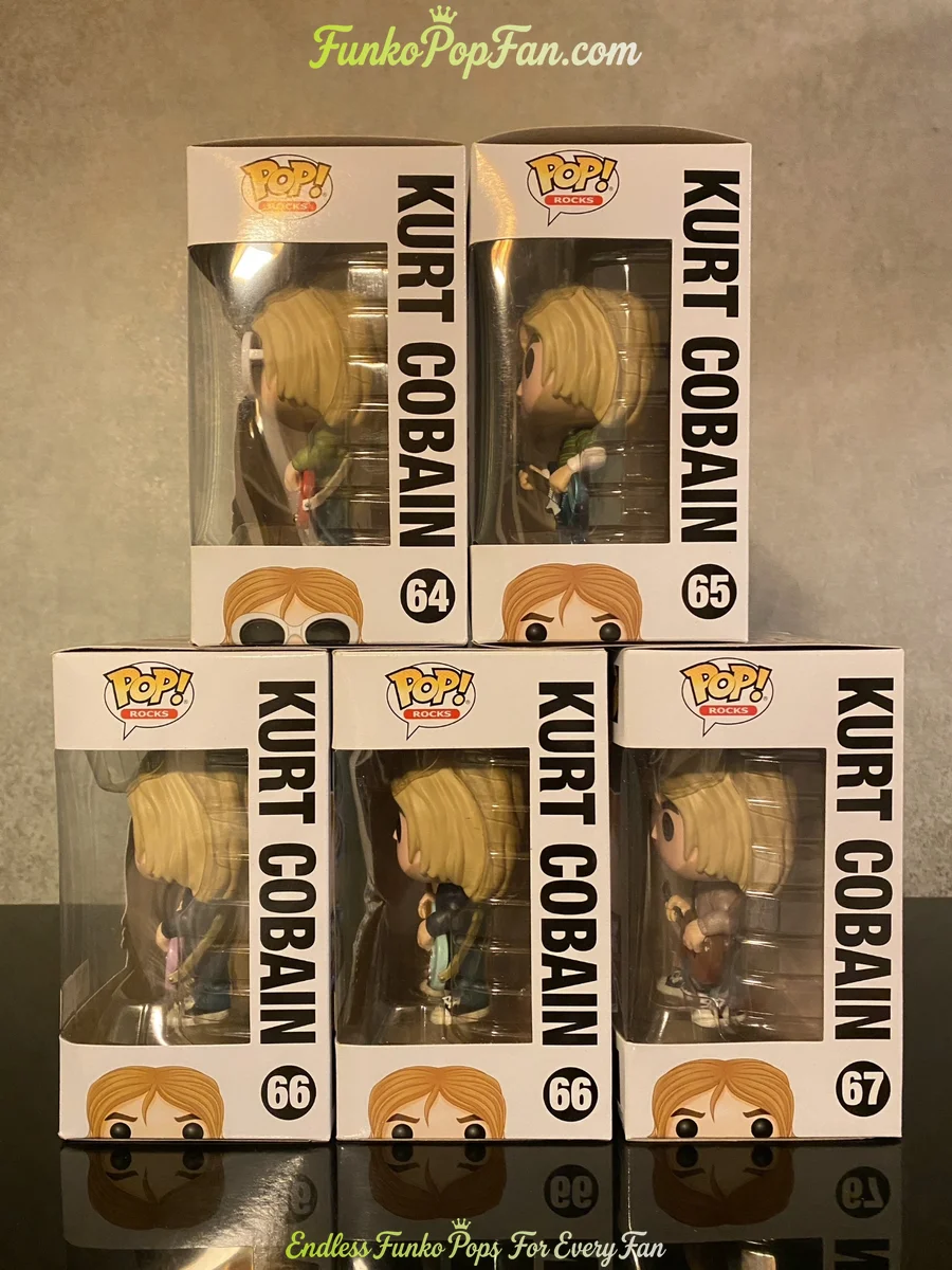 Bundle Funko Pop! Rocks Kurt Cobain Lot of 5 #64 + #65 + #66 Hot Topic Exclusive + #66 Hot Topic Exc - Funko Pop Figure