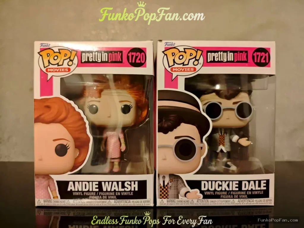 Movies Pretty in Pink #1720 Andie Walsh / #1721 Duckie Dale Vinyl Figure Bobblehead Vaulted Collectible With Protector Funko Pop Figure