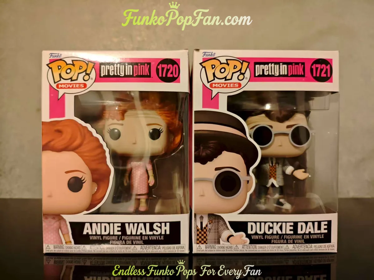 Movies Pretty in Pink #1720 Andie Walsh / #1721 Duckie Dale Vinyl Figure Bobblehead Vaulted Collectible With Protector Funko Pop Figure
