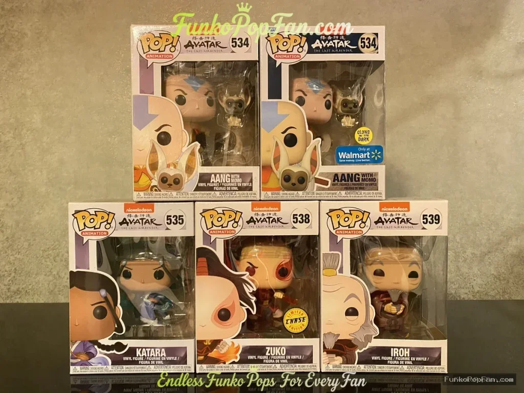 Bundle Funko Pop! Avatar The Last Airbender #534 Aang / Katara #535 / Zuko #538 / Iroh #539 Vinyl Figure Bobblehead Vaulted Collectible With Protector Funko Pop Figure
