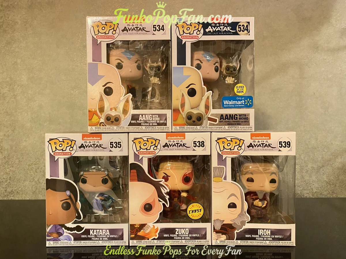 Bundle Funko Pop! Avatar The Last Airbender #534 Aang / Katara #535 / Zuko #538 / Iroh #539 Vinyl Figure Bobblehead Vaulted Collectible With Protector Funko Pop Figure