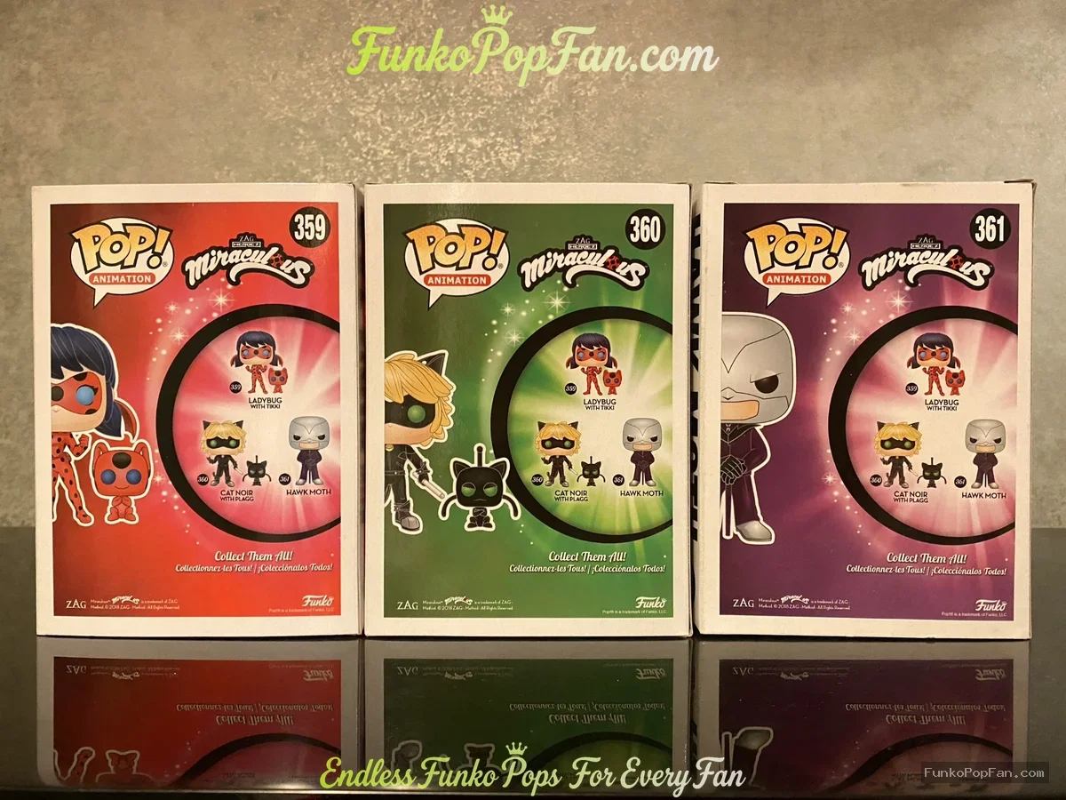 Bundle Funko Pop! Animation Miraculous Ladybug Lot of 3 #359 Ladybug w/Tikki + #360 Cat Noir w/Plagg - Funko Pop Figure