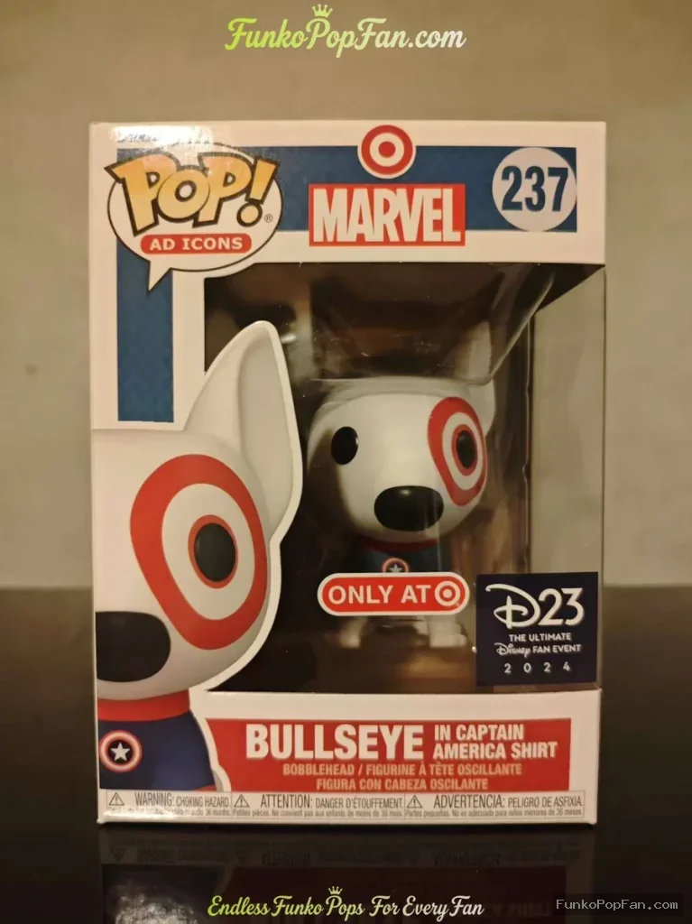 Ad Icons Marvel #237 Bullseye (Captain America Shirt) Vinyl Figure Bobblehead Vaulted Collectible With Protector Funko Pop Figure